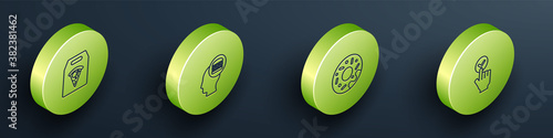 Set Isometric Online ordering pizza delivery, and, Donut and icon. Vector.
