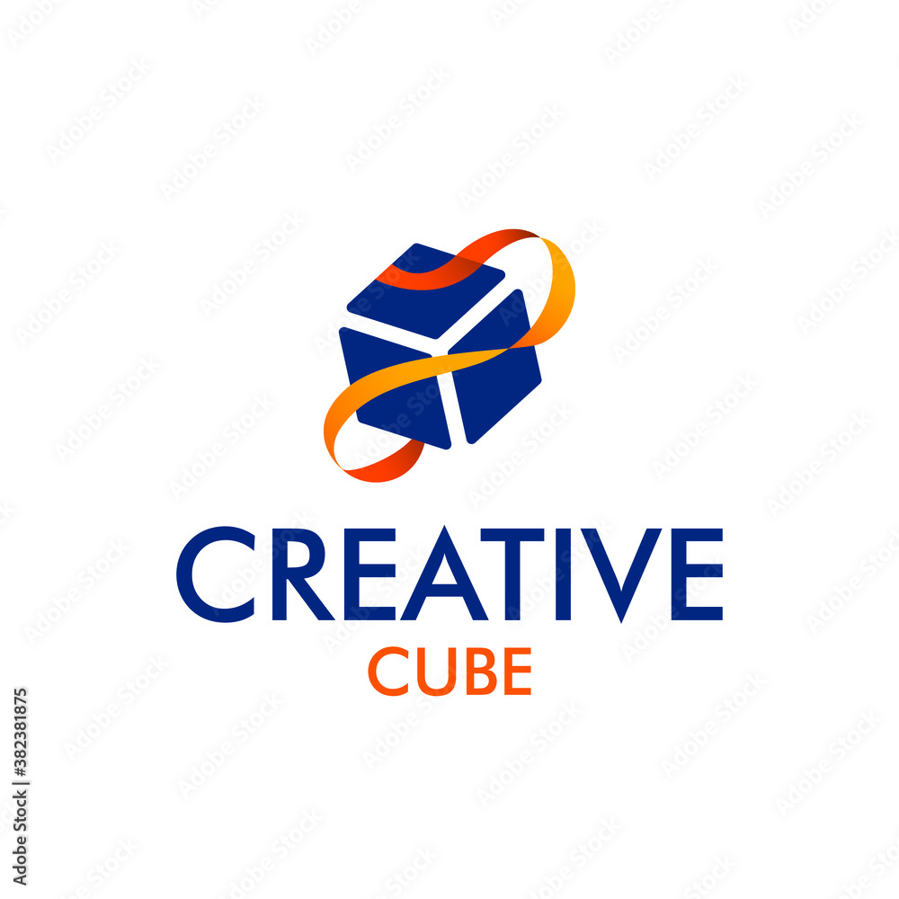 Creative cube logo design, cube energy design concept, fire cube, cube power logo concept, futuristic object design