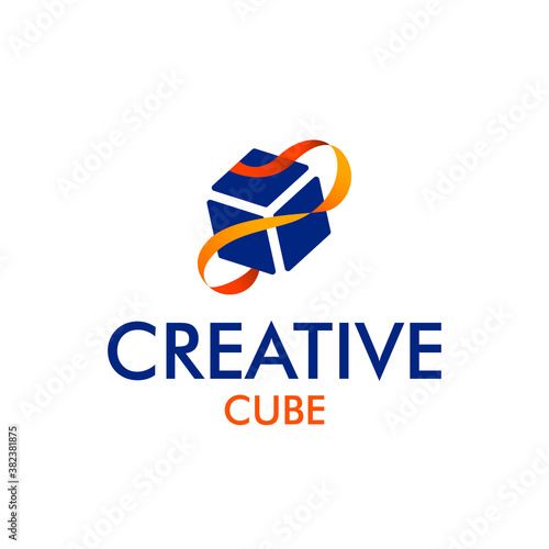 Creative cube logo design, cube energy design concept, fire cube, cube power logo concept, futuristic object design