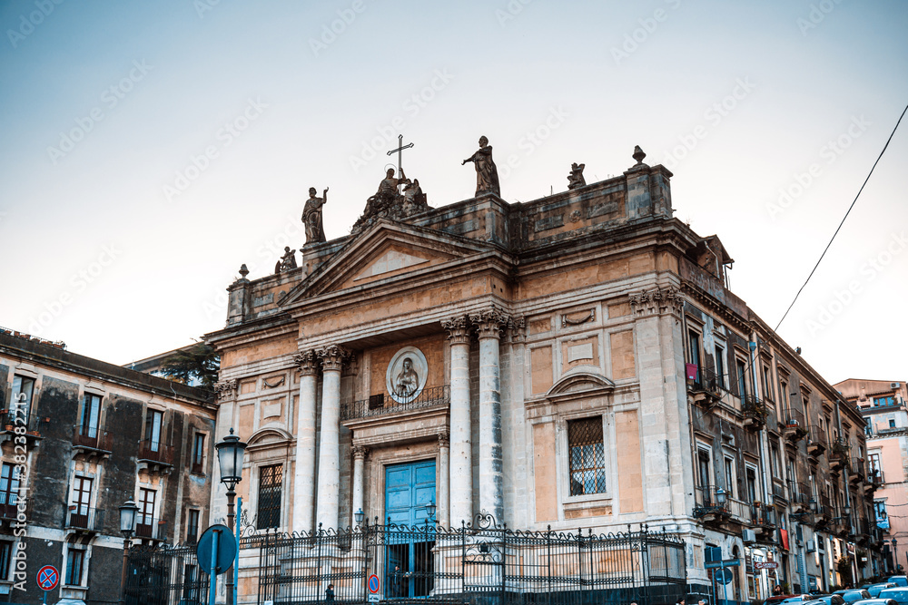 Fototapeta premium CATANIA, ITALY - January 19, 2019: Traditional Cathedral building in Catania, Italy