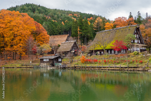 Old traditional village Hida no sato in the autumn.