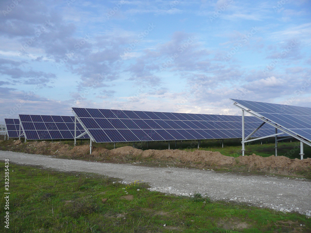 solar battery panels on the power station field solar battery panels on the power station field