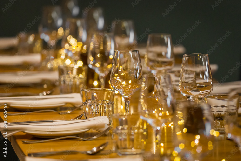 Restaurant table set and ready for service Restaurant table set and ready for service