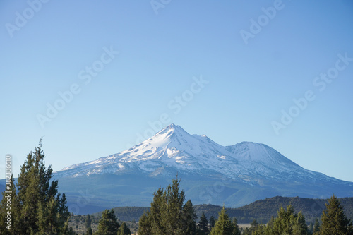 The distant mountains are covered with snow 2