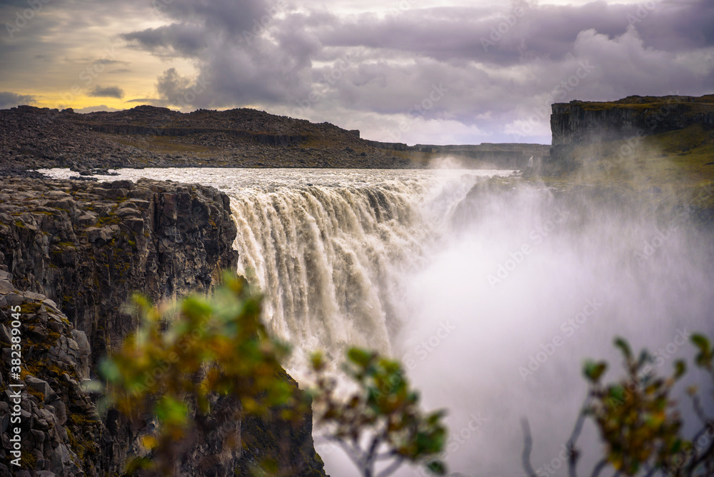 Dettifoss waterfall located on the Jokulsa a Fjollum river in Iceland