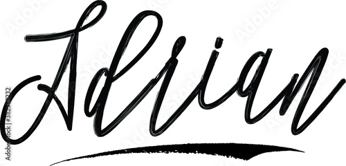 Adrian. Brush Calligraphy Handwritten Typography Text on
White Background