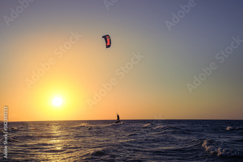 Kitesurfing in the atlantic sea