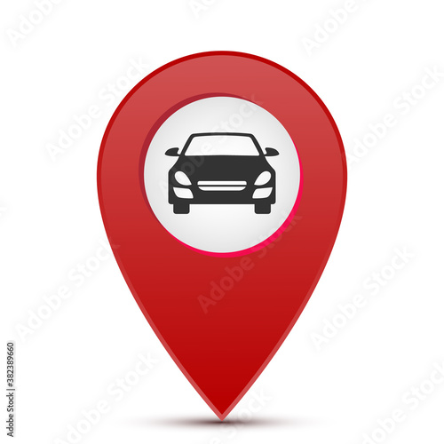 Car and Location Marker Icon Logo Design. Vector illustration. 