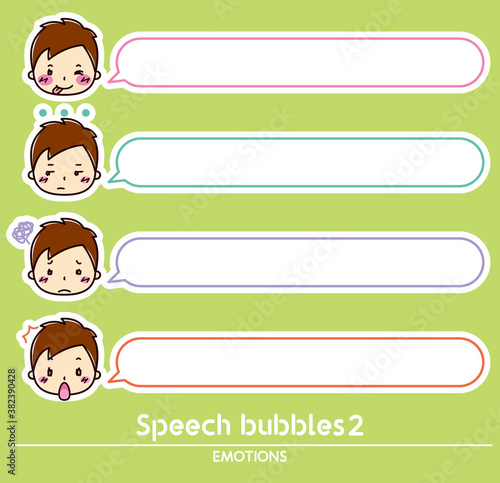 男性の表情と吹き出しのセット