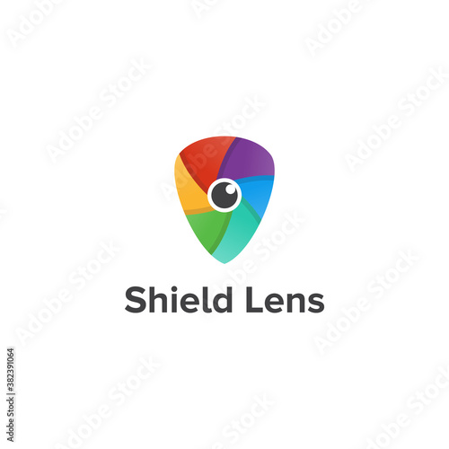 Illustration Vector Graphic of Shield Lens Logo
