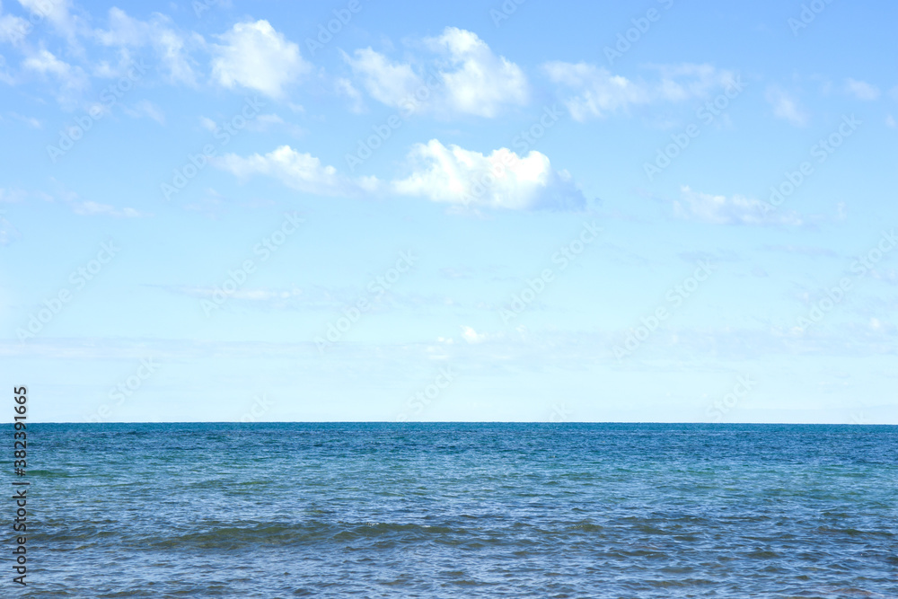 Beautiful blue sea and sky with white cloud