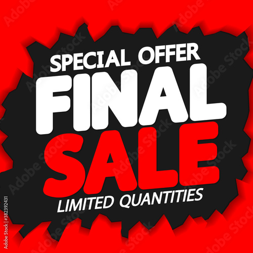 Final Sale, poster design template, special offer, discount banner, vector illustration