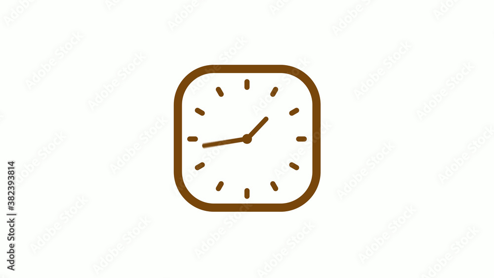 Orange dark square counting down clock icon on white background, New clock icon Orange dark square counting down clock icon on white background, New clock icon