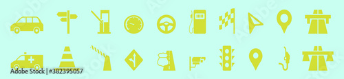 set of road traffic icon design template with various models. vector illustration isolated on blue background