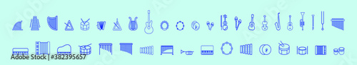 set of music instrument with marimba and more cartoon icon design template with various models. vector illustration isolated on blue background