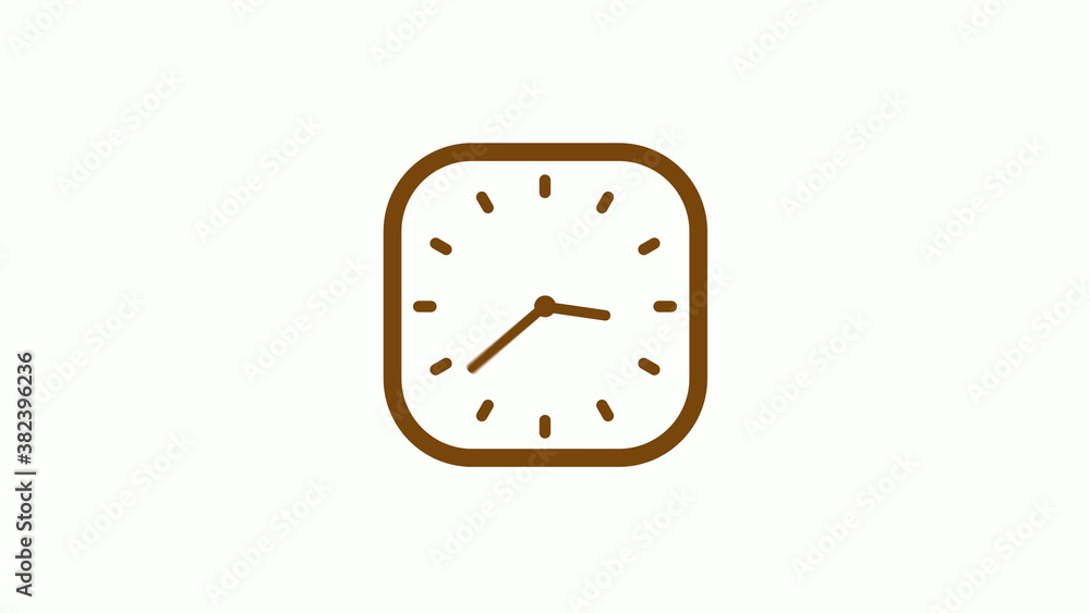 Orange dark square counting down clock icon on white background, New clock icon Orange dark square counting down clock icon on white background, New clock icon