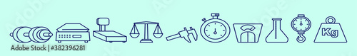 set of micrometer cartoon icon design template with various models. vector illustration isolated on blue background