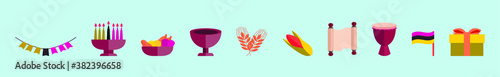 set of hanukkah symbol cartoon icon design template with various models. vector illustration isolated on blue background