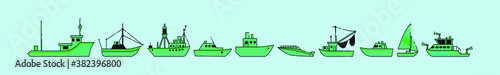 set of trawler cartoon icon design template with various models. vector illustration isolated on blue background