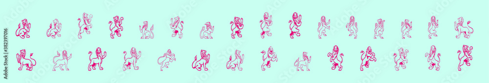 set of heraldic and lion rampant icon design template with various models for logo badges and more. vector illustration set of heraldic and lion rampant icon design template with various models for logo badges and more. vector illustration