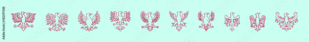 Fototapeta premium set of eagle cartoon icon design template with various models. vector illustration isolated on blue background