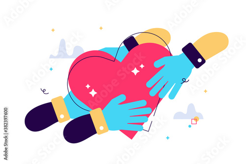 Cartoon vector illustration of hand holding 