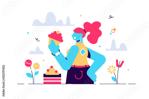 Vector cartoon illustration of Sweet tooth