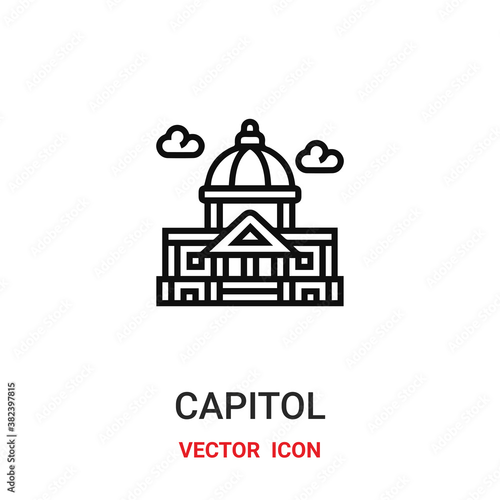 Capitiol vector icon . Modern, simple flat vector illustration for website or mobile app. United States Capitol symbol, logo illustration. Pixel perfect vector graphics	