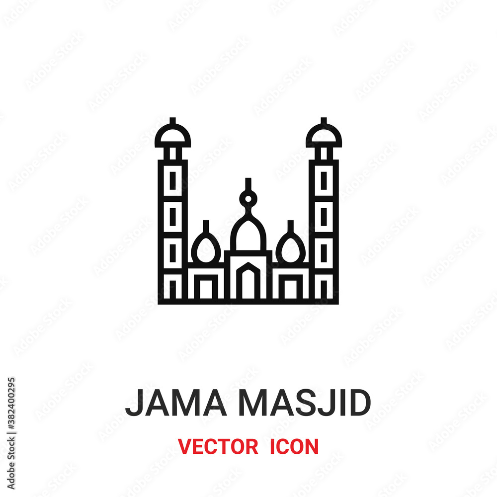 Mosque vector icon. Modern, simple flat vector illustration for website or mobile app. Jama masjid symbol, logo illustration. Pixel perfect vector graphics	