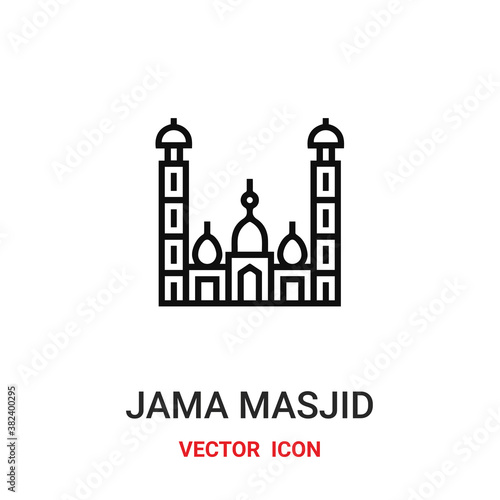 Mosque vector icon. Modern, simple flat vector illustration for website or mobile app. Jama masjid symbol, logo illustration. Pixel perfect vector graphics	