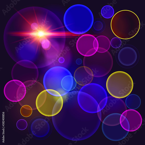 Illustration of a bright abstract background with bokeh and lights