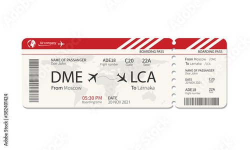 Boarding pass ticket template. Airplane ticket. Vector illustration

