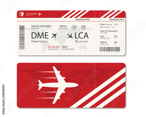 Boarding pass ticket template. Airplane ticket. Vector illustration
