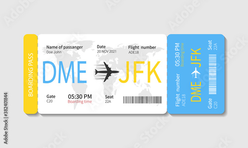 Boarding pass ticket template. Airplane ticket. Vector illustration
