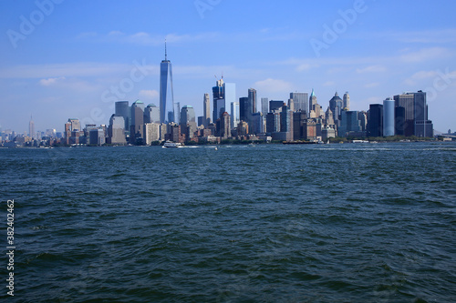 Blick von Ellis Island auf die Skyline von New Yorik. New York City, Manhattan, New York, USA