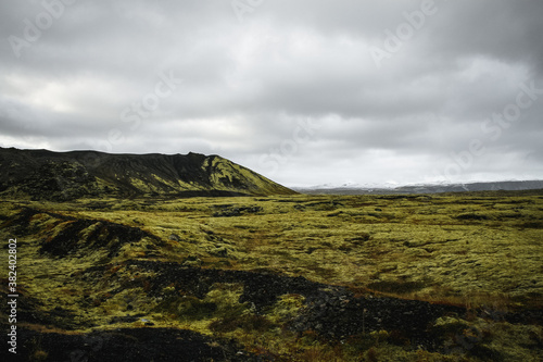 Iceland moss mountain. Surreal landscapes