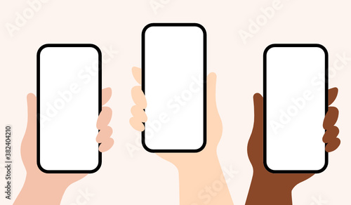 Set of hand holding a phone