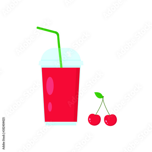 This is a cherry juice isolated on white background.