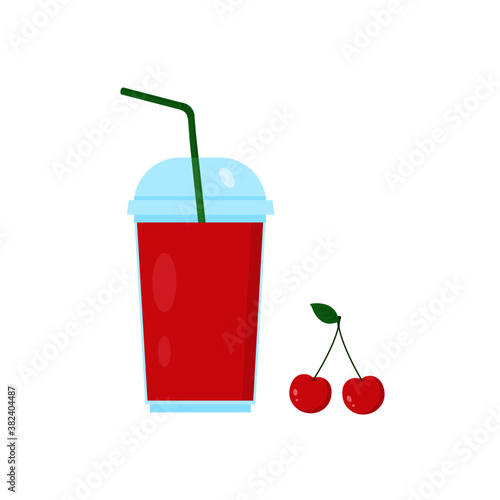 This is a cherry juice isolated on white background.