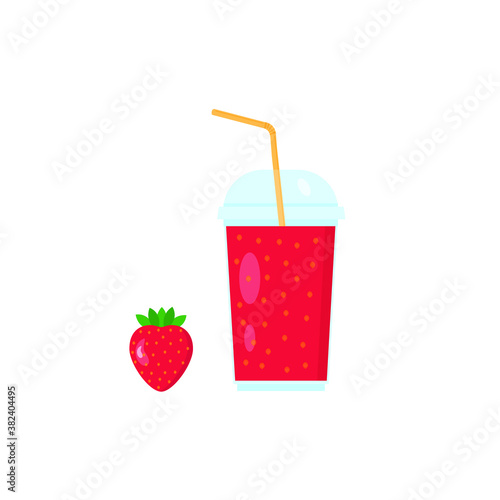 This is a strawberry juice isolated on white background.