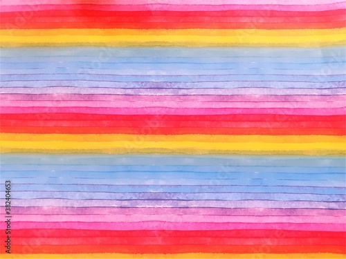multicolored bright stripes with watercolor paints 