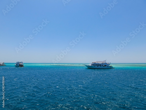 People at beautiful place in the Red sea - White Island. © Solarisys