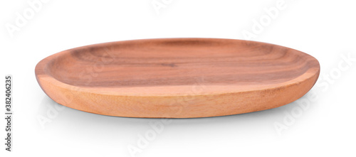 Wood plate isolated on white background.