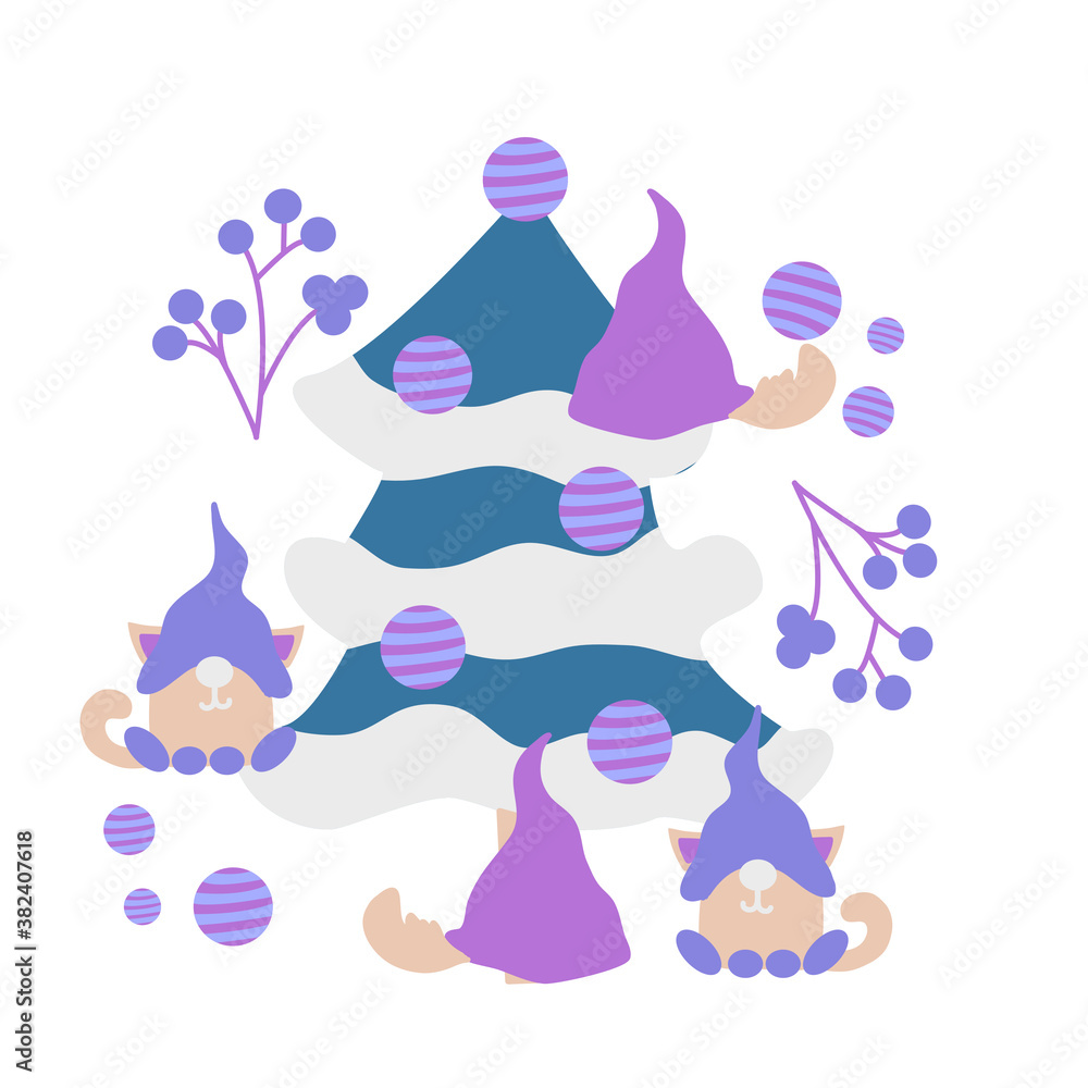 Cute vector gnomes in a Christmas decor, perfect to use on the web or in print