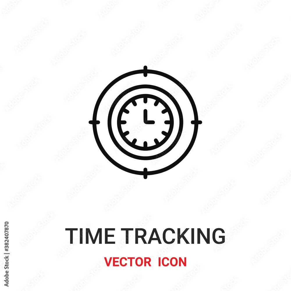 Time tracking vector icon. Modern, simple flat vector illustration for website or mobile app.Time and clock symbol, logo illustration. Pixel perfect vector graphics Time tracking vector icon. Modern, simple flat vector illustration for website or mobile app.Time and clock symbol, logo illustration. Pixel perfect vector graphics