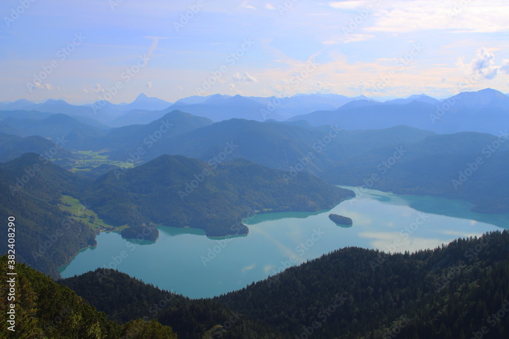 View at lake Walchensee from mountain (Bavaria, Germany)
