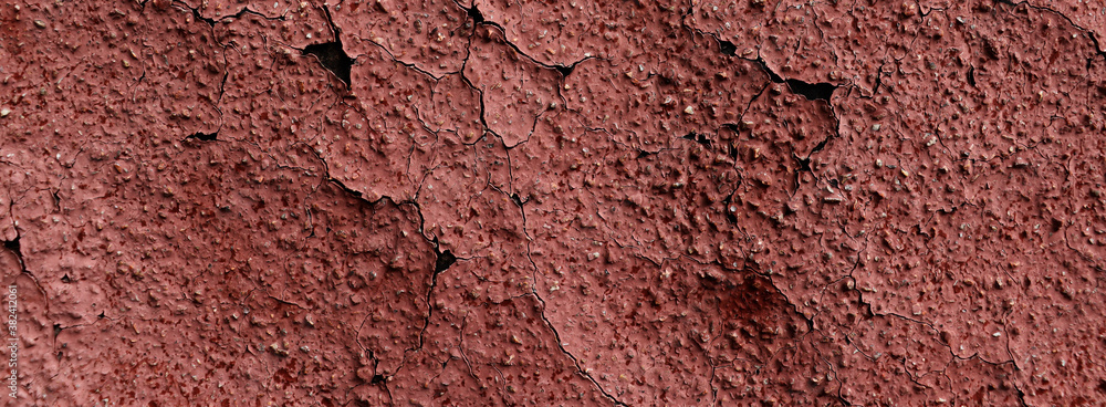 Old red paint texture. Crack red paint background