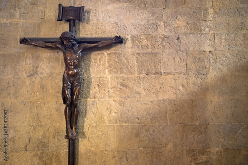 Crucifix with Jesus Christ, Christian symbol of resurrection and salvation