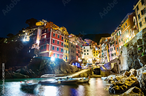 View of Riomaggiore village at the Cinque Terre, UNESCO world heritage in Liguria, Italy