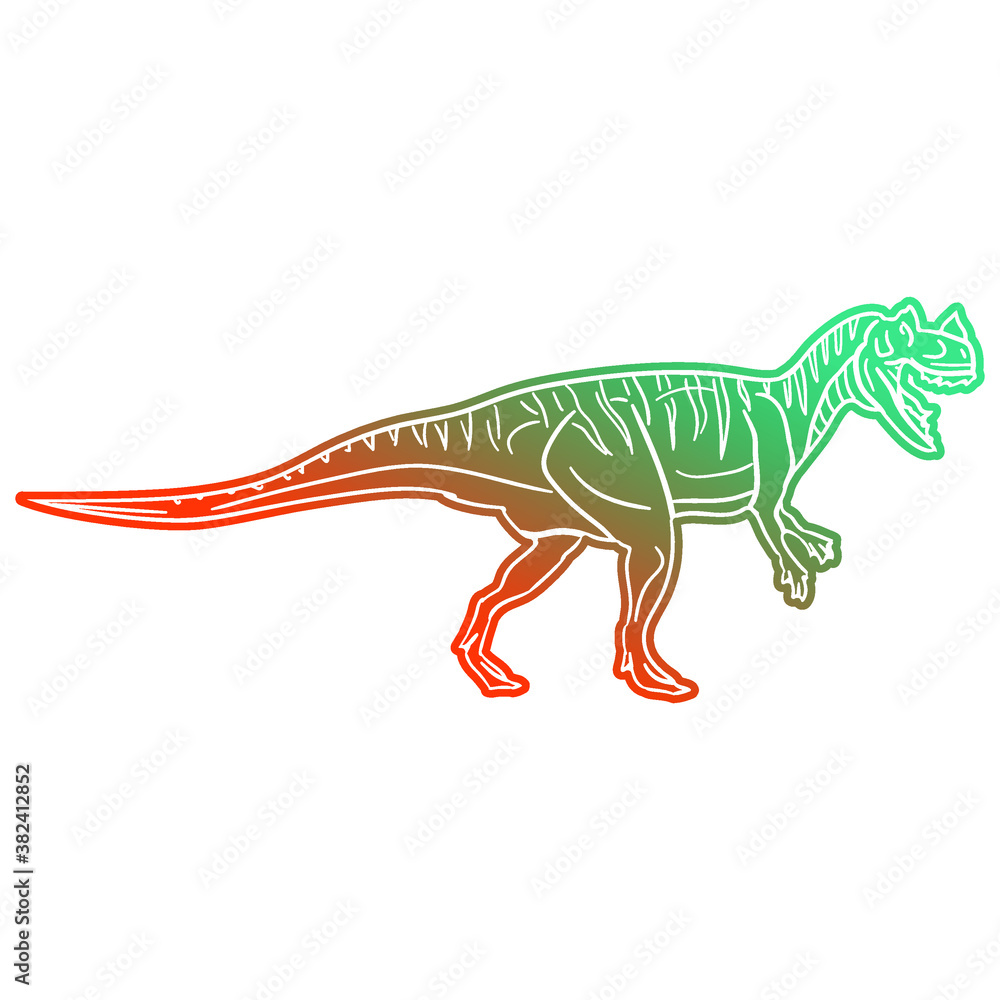 Ceratosaurus Dinosaur Vector illustration, Silhouette Design doodle style. Prehistoric Animal Graphic.